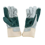Split Cow Leather Palm Gloves with a Green Leather Double Palm