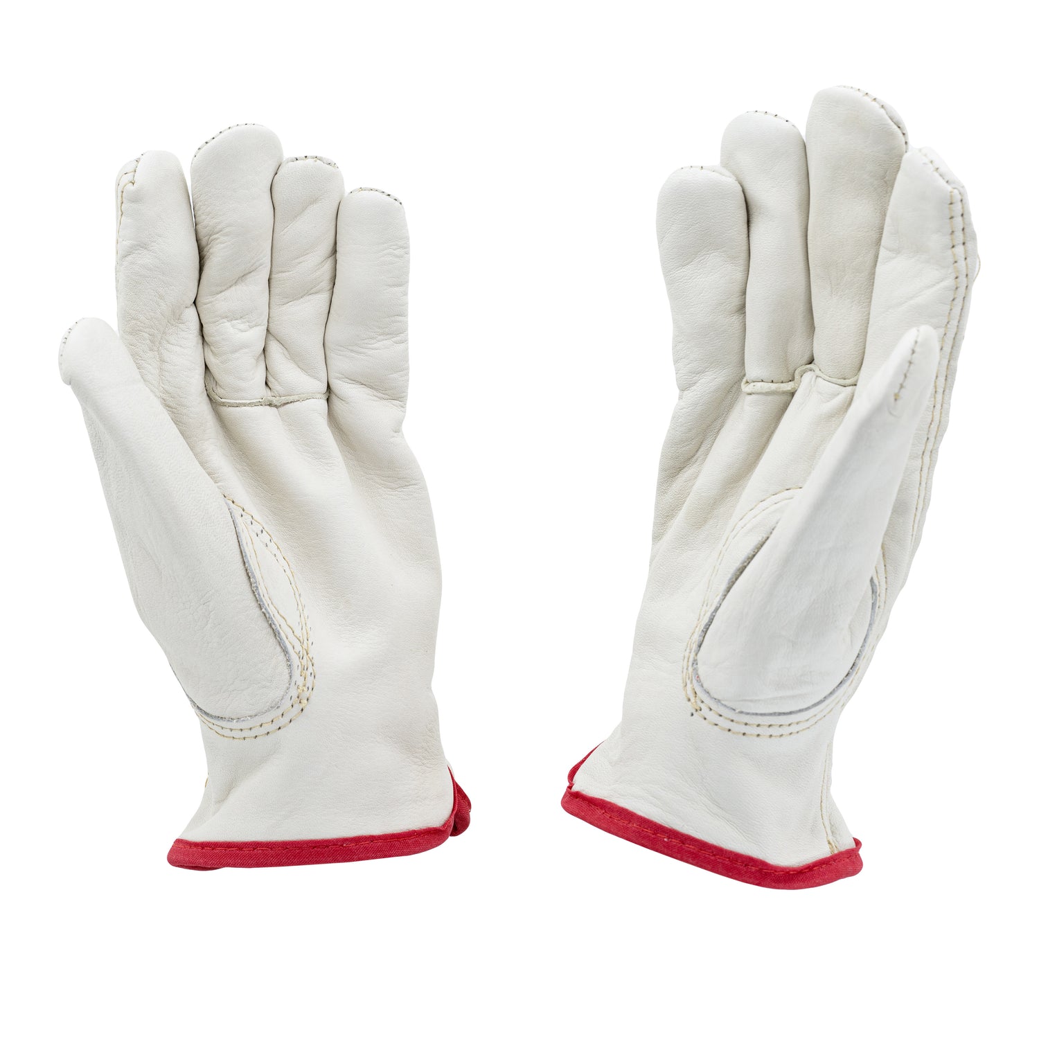 Red Trim Pigskin Gloves for Demanding Working Conditions