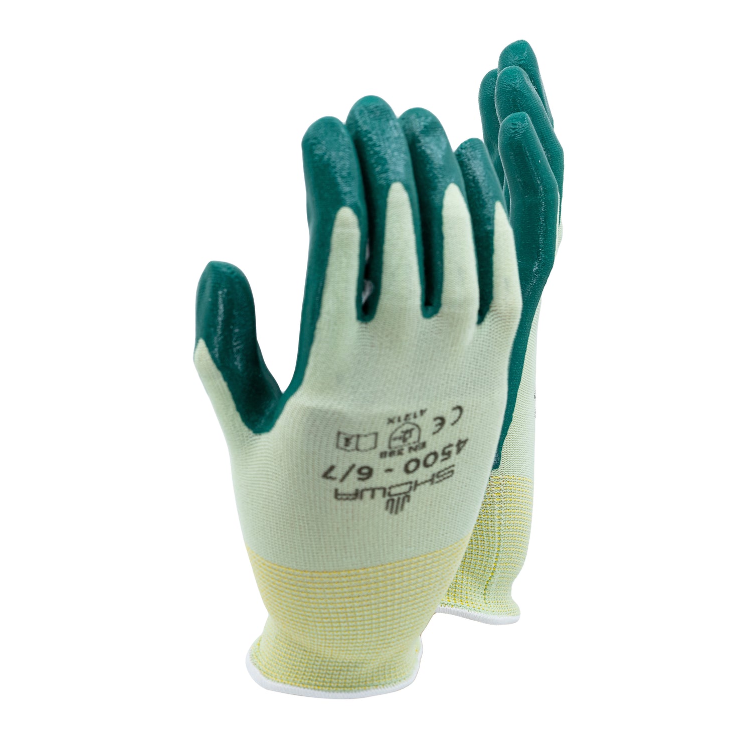 Showa-Best Gloves with Green Nitrile Palm Coating