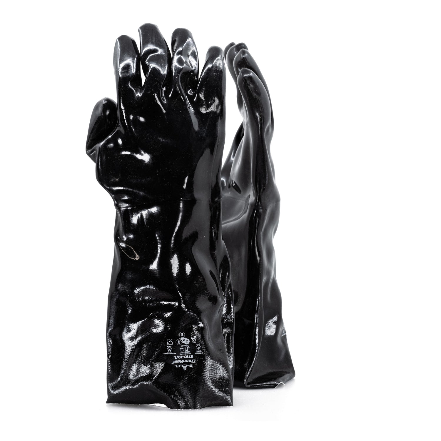 Black Chemical Gloves with Long Cuff, One Size Fits All