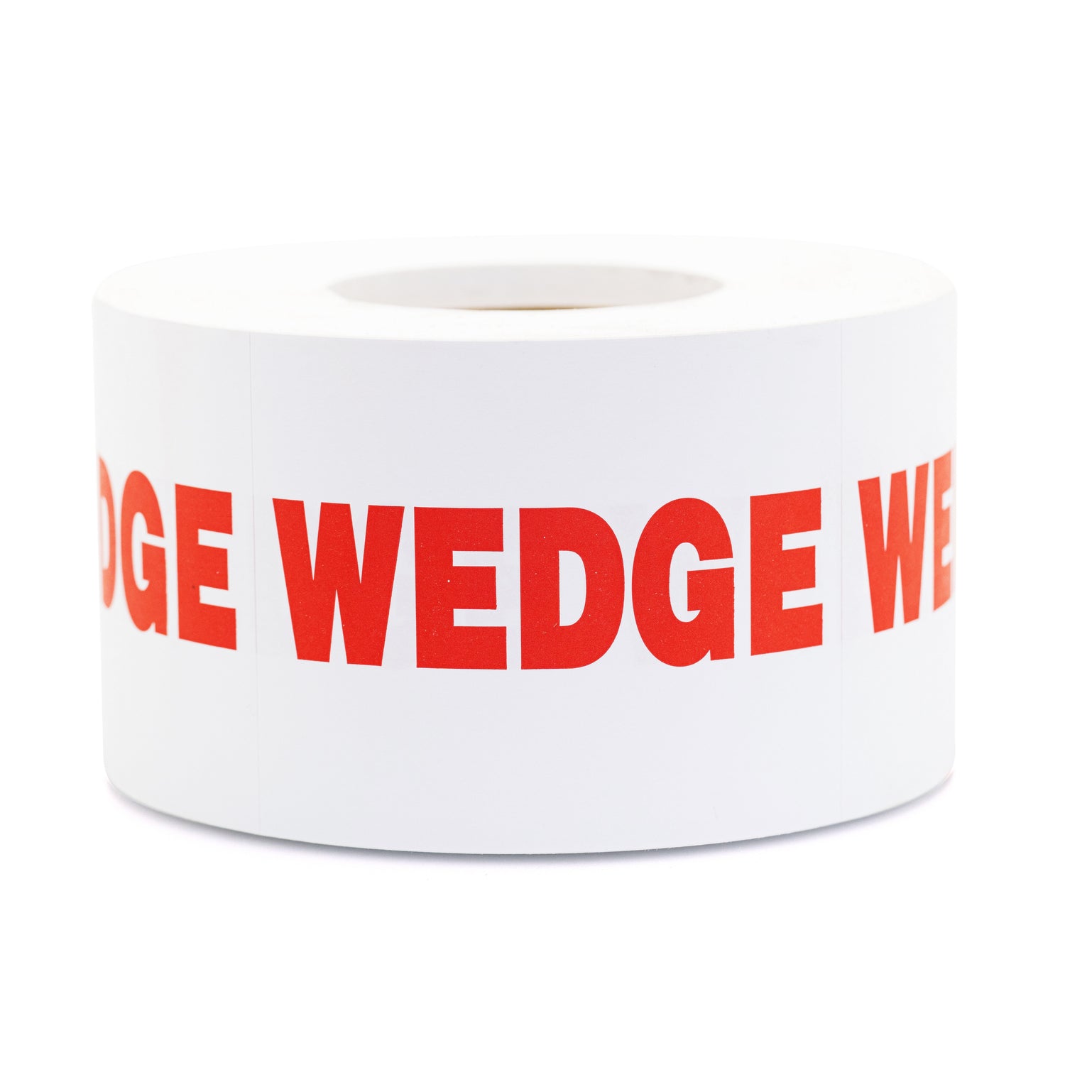 4x5 Inch White Labels with Red Print "Wedge" | 1000/Roll