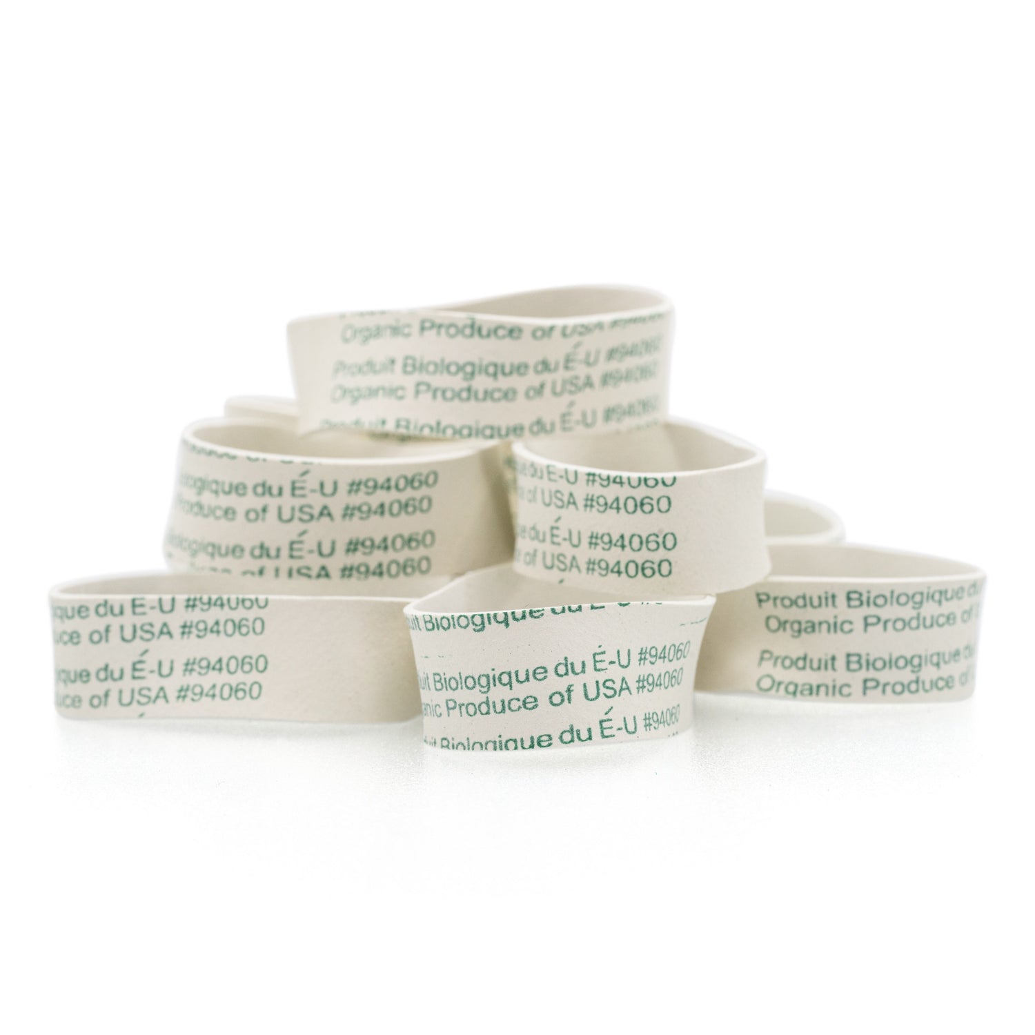 Organic White Bilingual Broccoli Rubber Bands