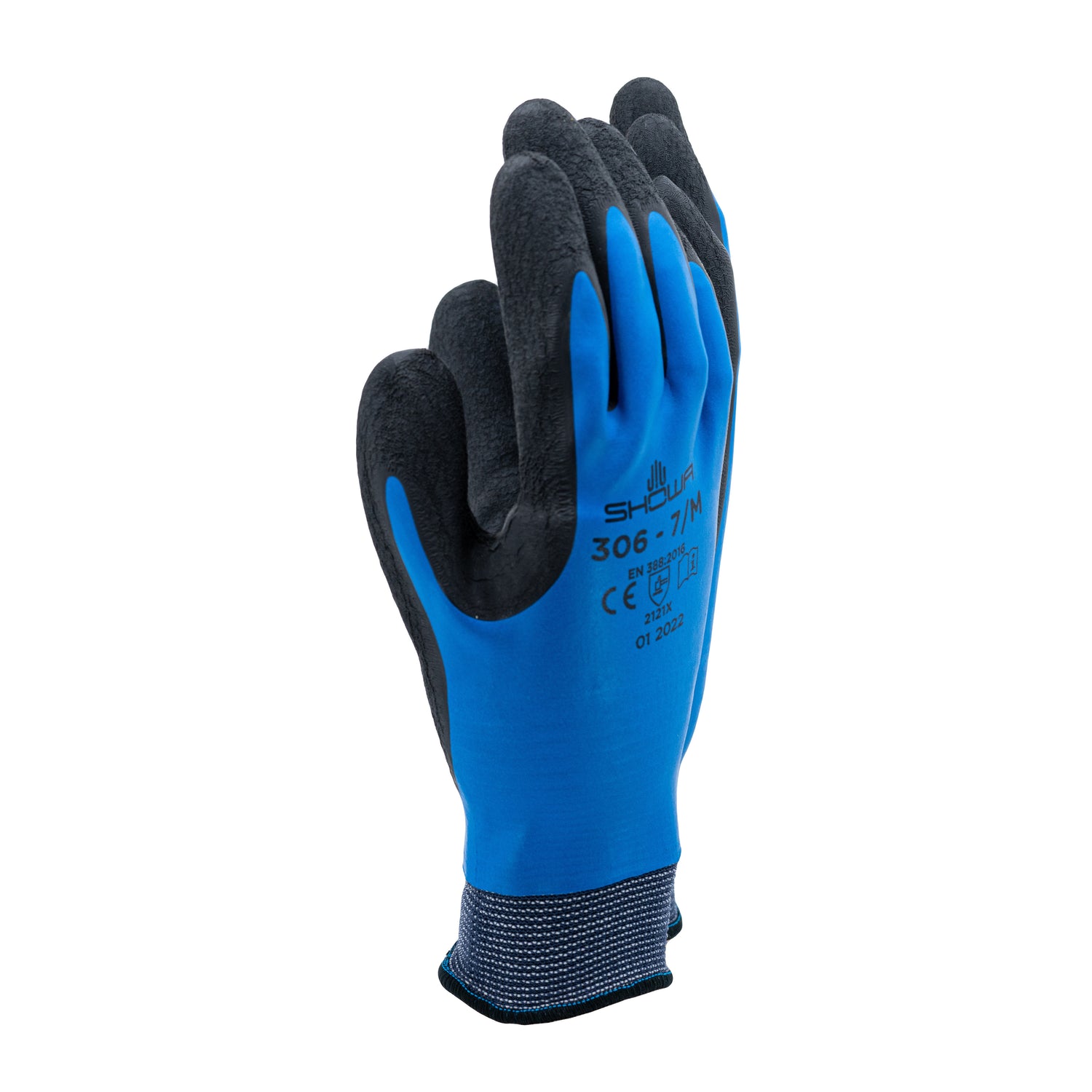 Blue/Black Coated Showa-Best Gloves with a Waterproof/Dustproof Latex Coating