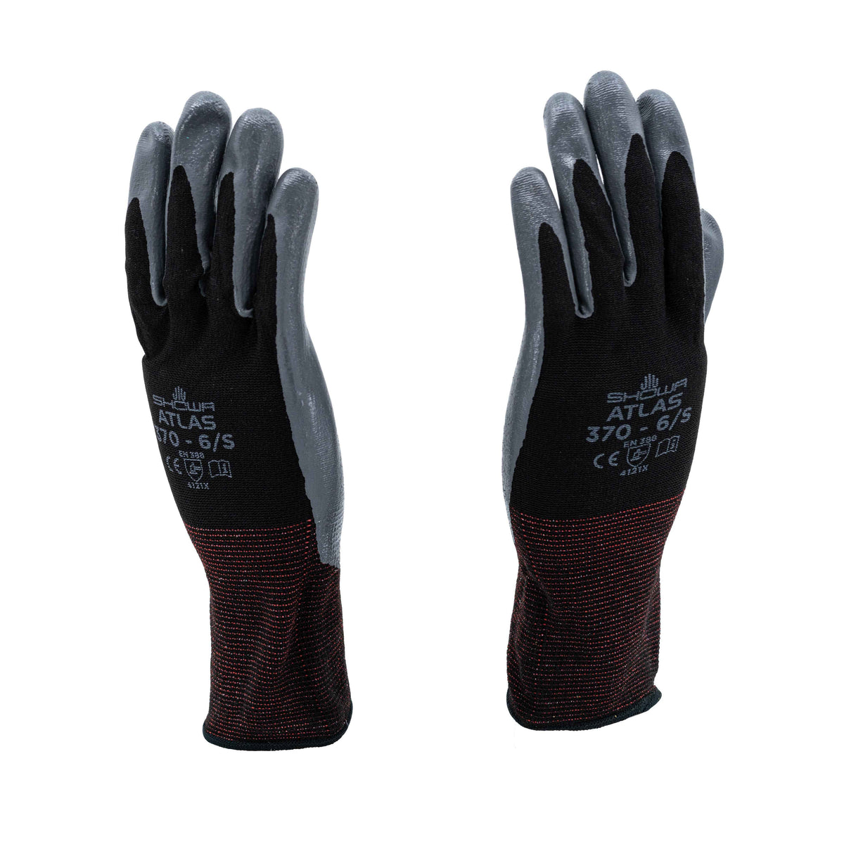 Showa-Atlas 370 Nylon Silver Nitrile Rubber-Dipped Gloves