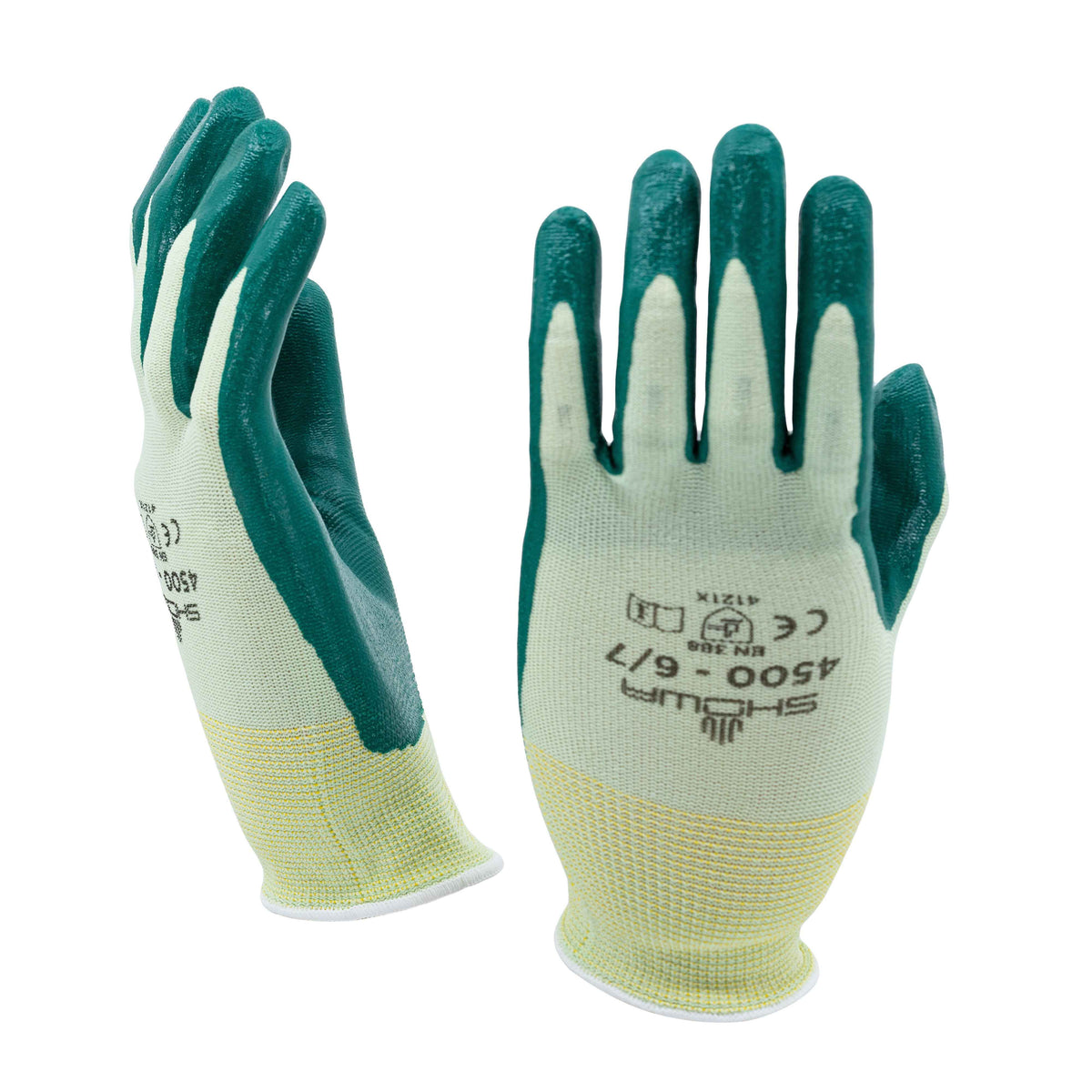 Showa-Best Gloves with Green Nitrile Palm Coating