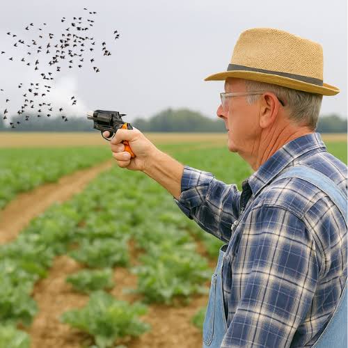 Shot Launcher with 6mm Blank Primer Cartridges for Bird and Pest Deterrent