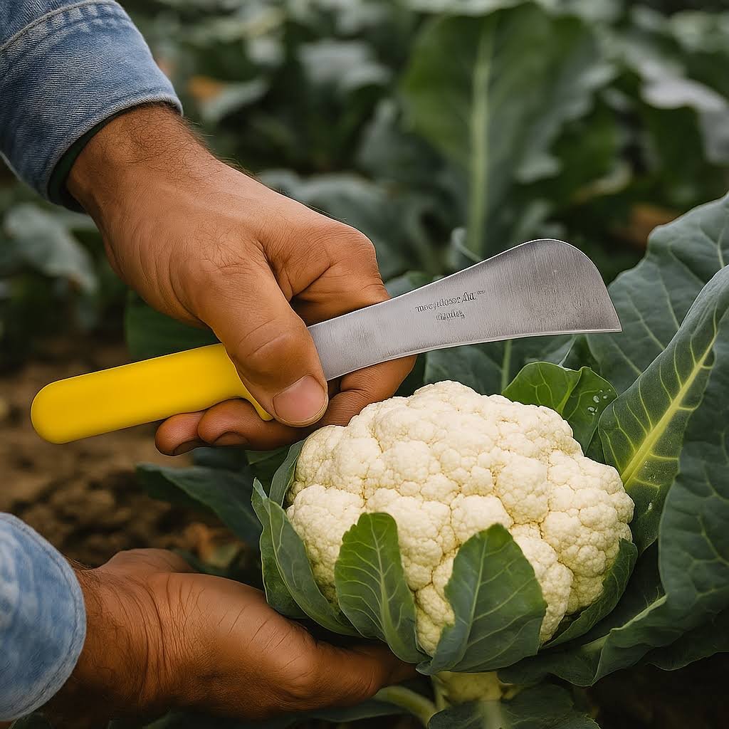 Organic Tools Broccoli Knife with Stainless Steel and Yellow Plastic Handle